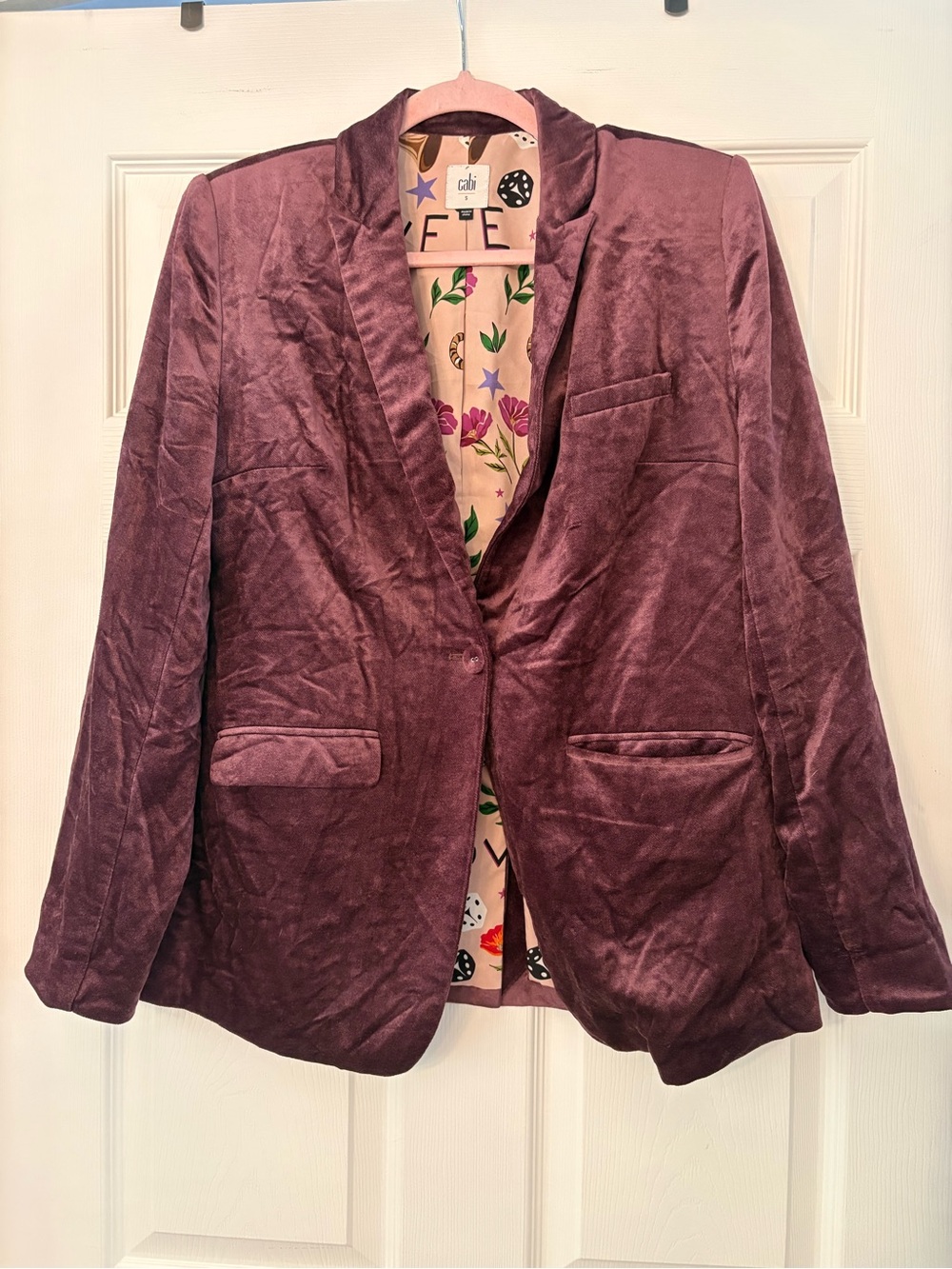 CAbi Velvet Blazer in Deep Plum